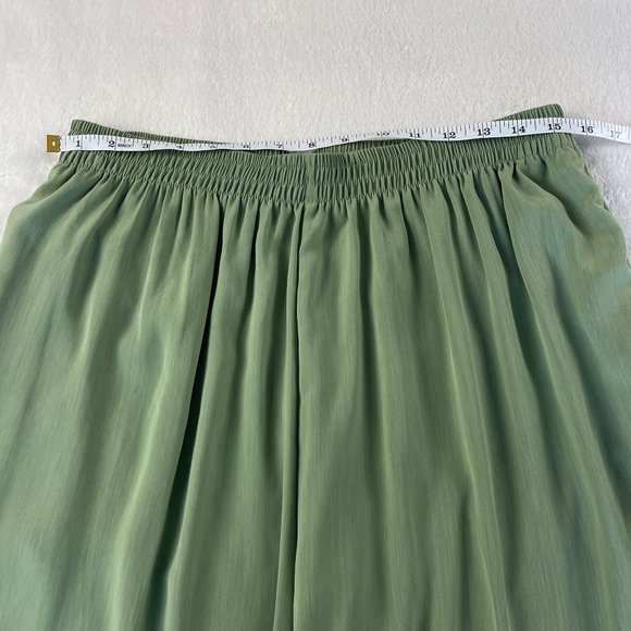 Vtg Roamans Wide Leg Pull On Pants Size 6 Womens Green‎ Elastic Waist High Rise - Picture 7 of 11